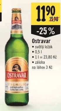 Pivo světlý ležák Premium Ostravar