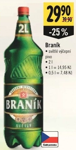 Pivo světlé výčepní 10° Braník