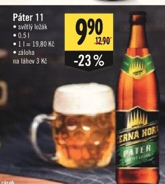 Pivo světlý ležák 11° Páter Černá hora