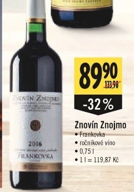 Víno Frankovka Znovín Znojmo