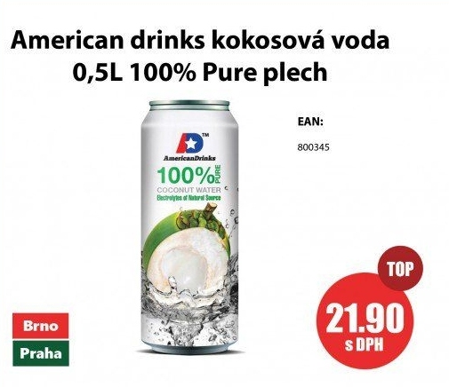 Kokosová voda 100% American Drinks - TAMDA FOODS akcniletaky.com