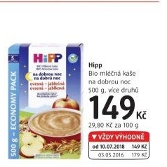 Kaše mléčná Na dobrou noc Bio HiPP