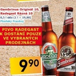 Pivo světlé výčepní Originál 10° Gambrinus