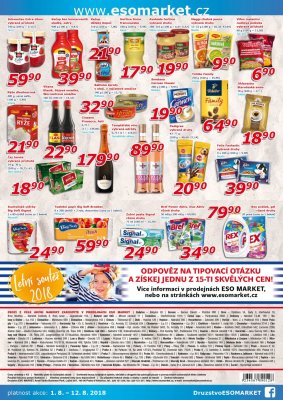 akční leták ESO MARKET 1.8.2018-12.8.2018