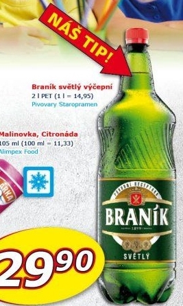 Pivo světlé výčepní 10° Braník