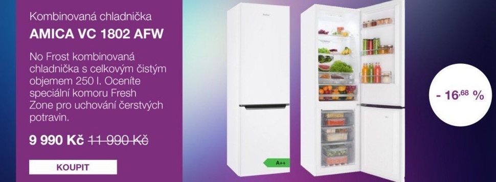Kombinovaná chladnička Amica VC 1802 AFW - Electro World akcniletaky.com