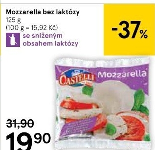 Mozzarella se sníženým obsahem laktózy Castelli