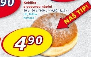 Kobliha s ovocnou náplní