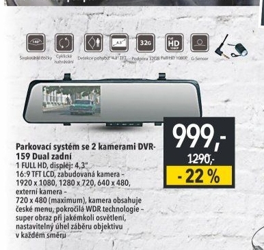 Autokamera DVR-159 Dual zadní