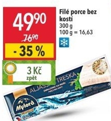 Aljašská treska filé pro děti mražené Premium Mylord
