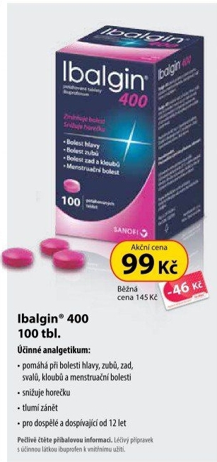 Tablety proti bolesti 400 Ibalgin