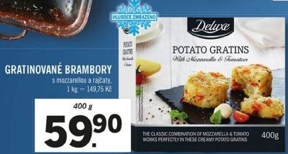 Brambory gratinované se sýrem a brokolicí mražené Deluxe