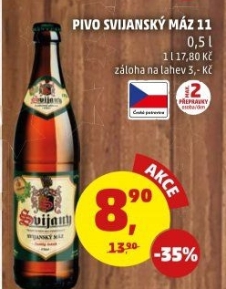 Pivo světlý ležák 11° Svijanský Máz Svijany