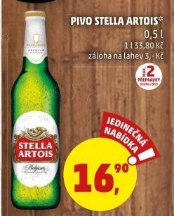 Pivo světlý ležák Stella Artois