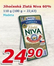 Sýr Niva zlatá Jihočeská 60% Madeta