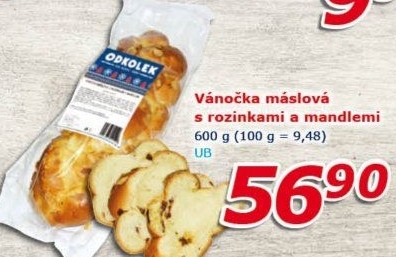 Vánočka s rozinkami a mandlemi Odkolek