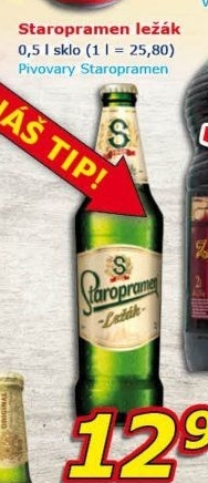 Pivo světlý ležák Staropramen