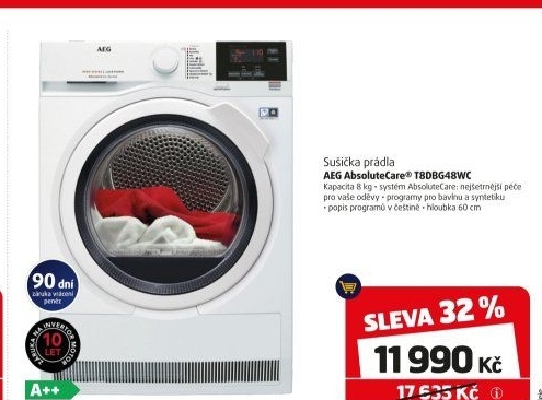 Sušička AEG AbsoluteCare T8DBG48WC