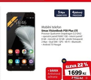 Mobilní telefon Umax VisionBook P55 LTE