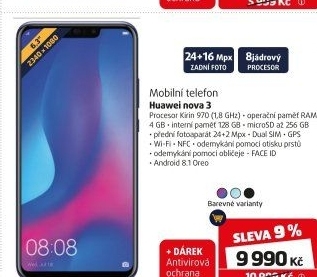 Mobilní telefon Huawei Nova 3 Dual Sim