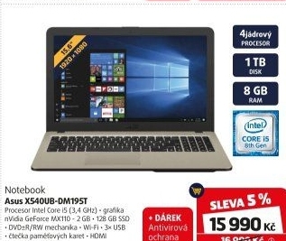 Notebook Asus X540UB-DM195T