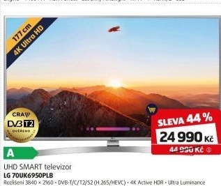 Smart 4K LED televize LG 70UK6950PLB