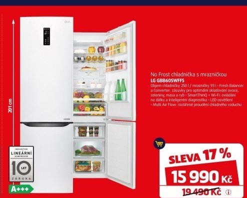 Kombinovaná chladnička LG GBB60SWFFS