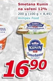 Smetana na vaření Kunín 12%