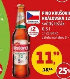 Pivo světlý ležák Královská 12° Krušovice