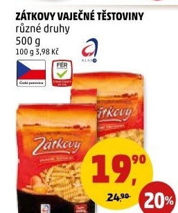 Těstoviny vaječné Zátkovy