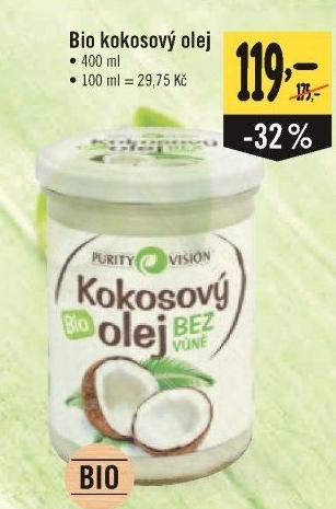 Kokosový olej bio Purity Vision