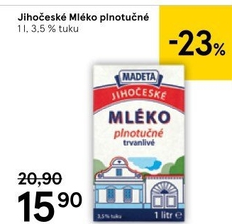 Mléko trvanlivé Jihočeské Madeta - 3,5% plnotučné