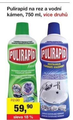 Čistič na vodní kámen a rez Pulirapid