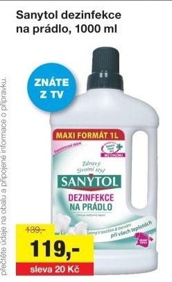 Dezinfekční čistič na prádlo Sanytol