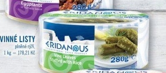 Řecká specialita listy vinné révy Eridanous