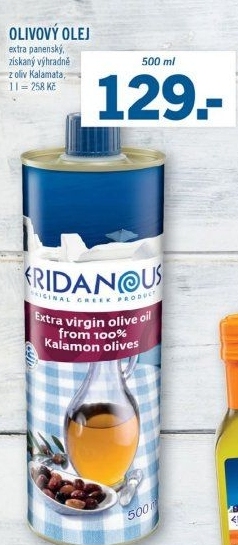 Olivový olej extra panenský Kalamata Eridanous