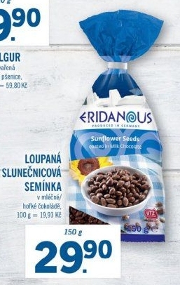 Slunečnicová semínka v čokoládě Eridanous