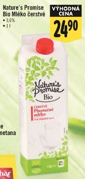 Mléko čerstvé bio Nature'