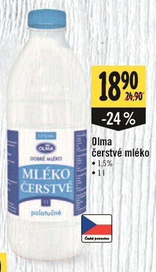 Mléko čerstvé Olma - 1,5% polotučné
