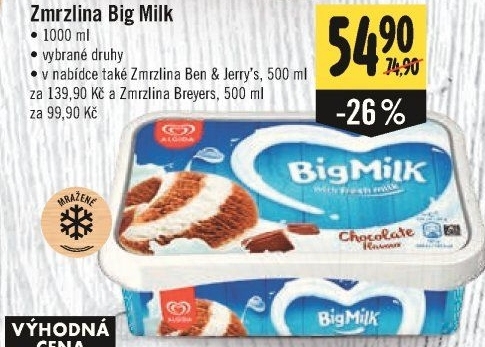 Zmrzlina ve vaničce Big Milk Algida
