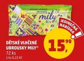 Vlhčené ubrousky dětské Mily