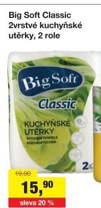 Utěrky kuchyňské 2vrstvé Classic Big Soft