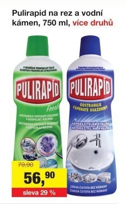 Čistič na vodní kámen a rez Pulirapid