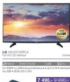 LED Full HD televize LG 43LK5100PLA