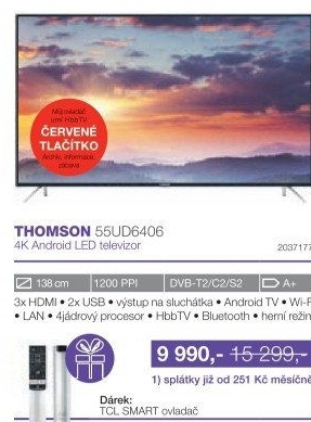 Smart Ultra HD TV Thomson 55UD6406 - Electro World akcniletaky.com
