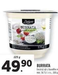 Čerstvý sýr z buvolího mléka Burrata Deluxe