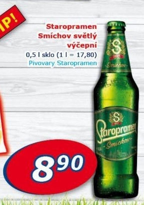 Pivo světlé výčepní 10° Smíchov Staropramen