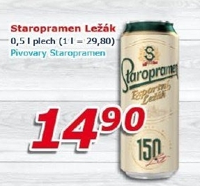 Pivo světlý ležák Staropramen