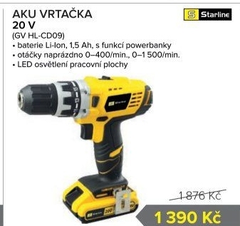 Aku vrtačka Starline - Auto Kelly akcniletaky.com