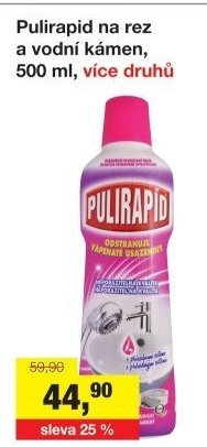 Čistič na vodní kámen a rez Pulirapid